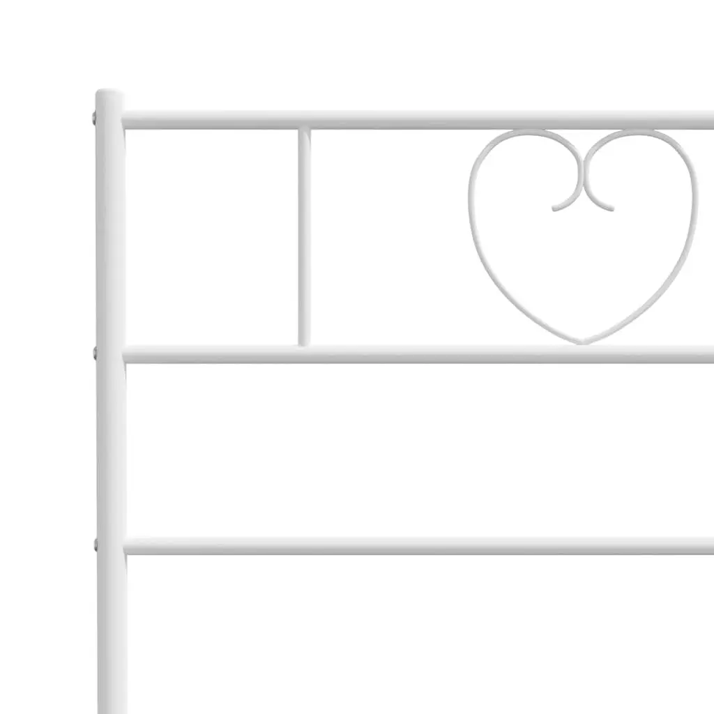 White Metal Bed Frame King Single with Headboard