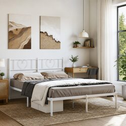Your New White Metal Bed Frame with Headboard Awaits You