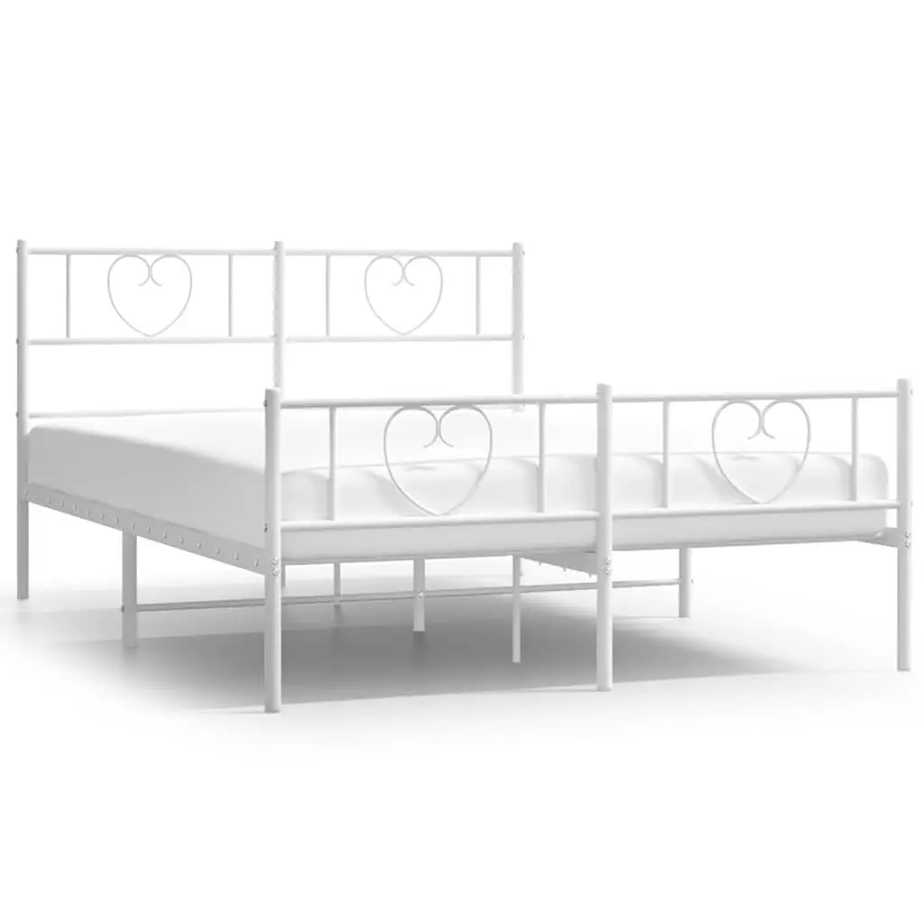Metal Bed Frame White 150x200 cm Slatted Base