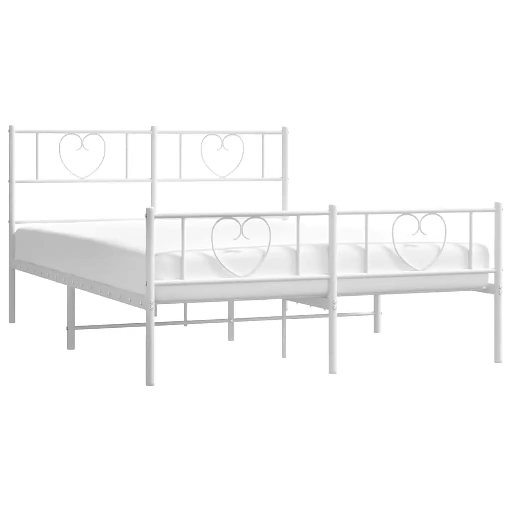 Metal Bed Frame White 150x200 cm Slatted Base