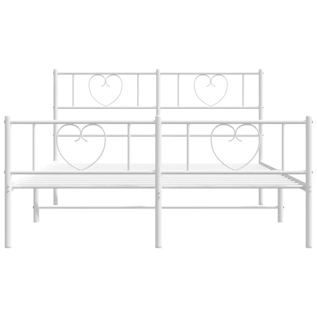 Metal Bed Frame White 150x200 cm Slatted Base