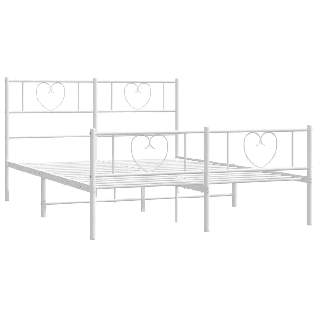 Metal Bed Frame White 150x200 cm Slatted Base