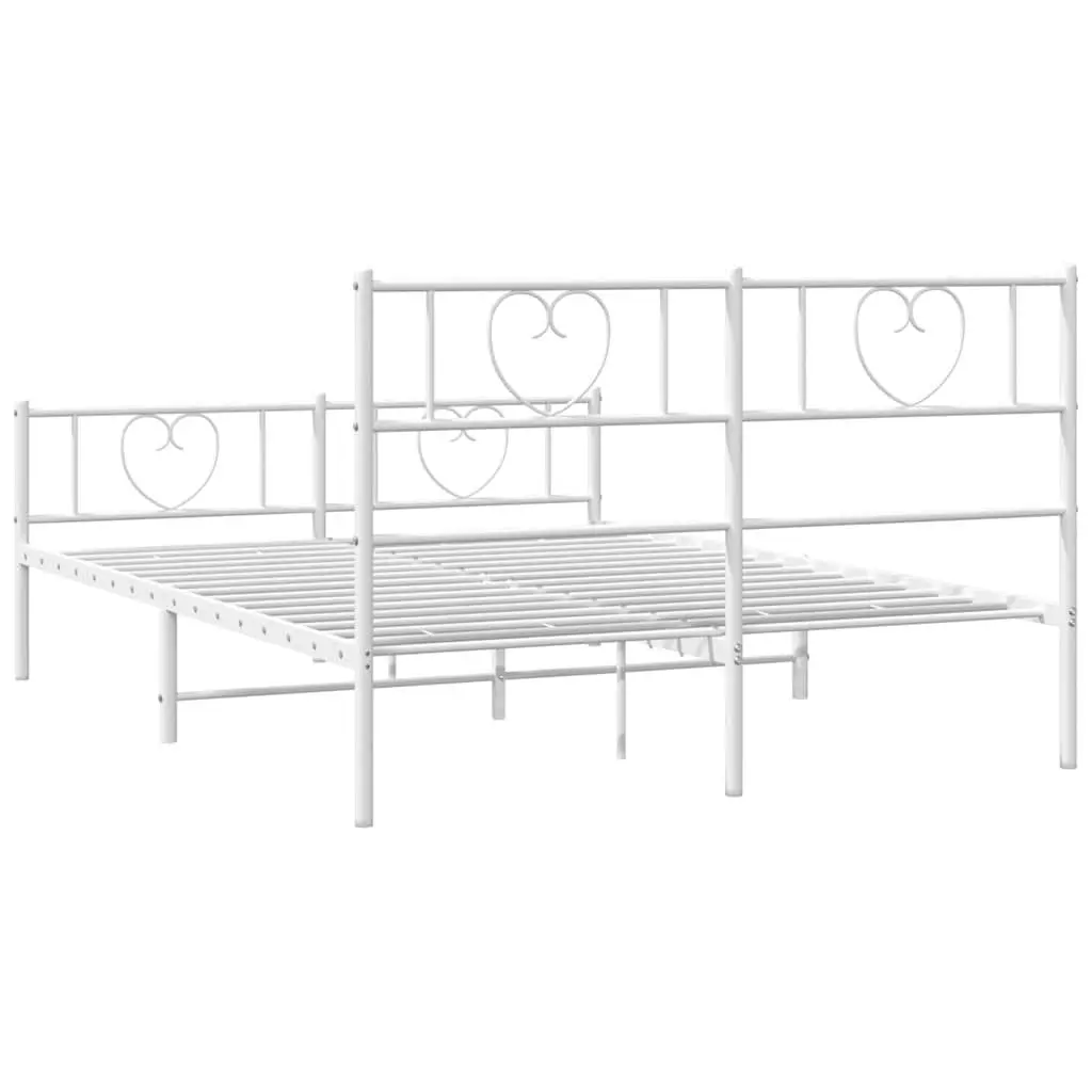 Metal Bed Frame White 150x200 cm Slatted Base