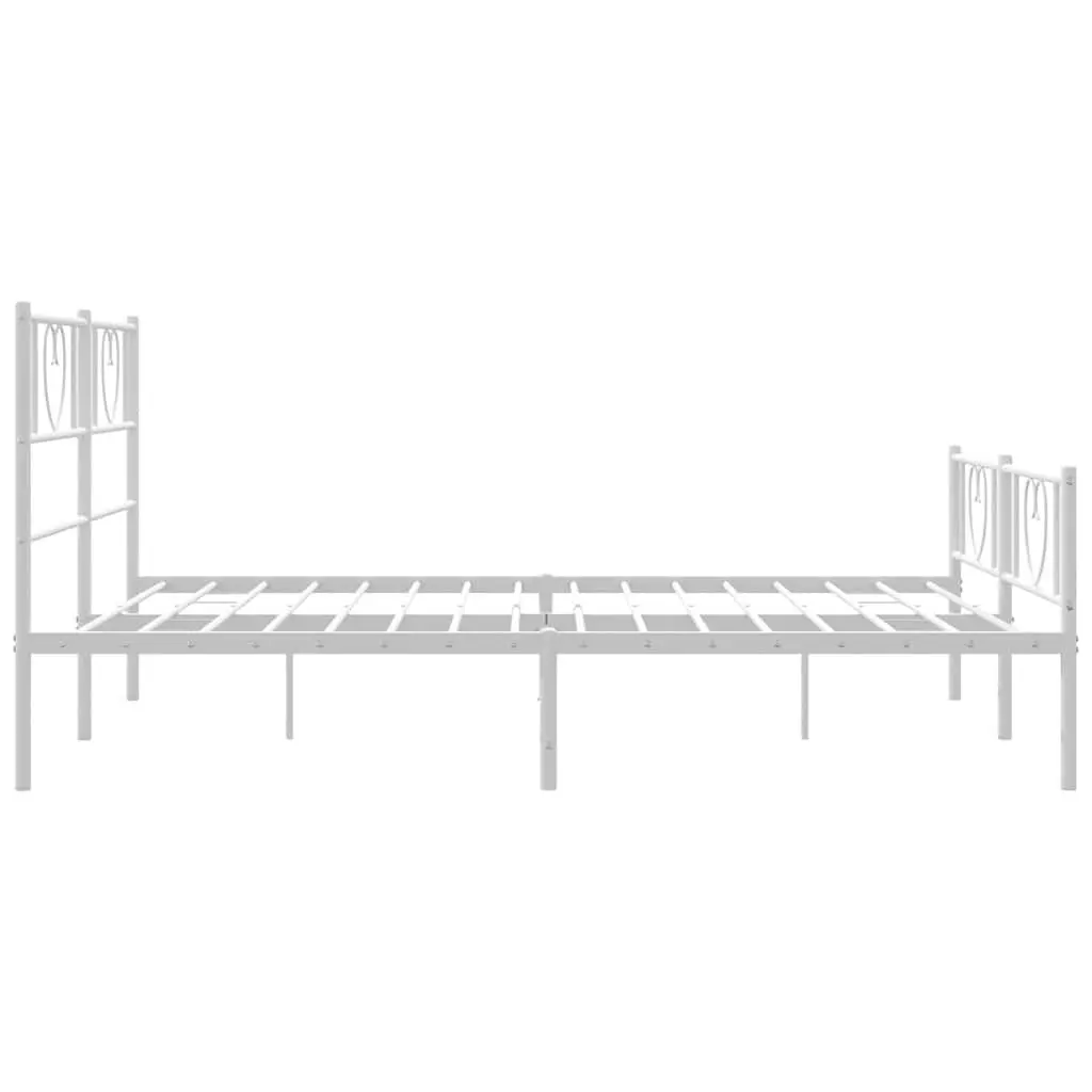 Metal Bed Frame White 150x200 cm Slatted Base