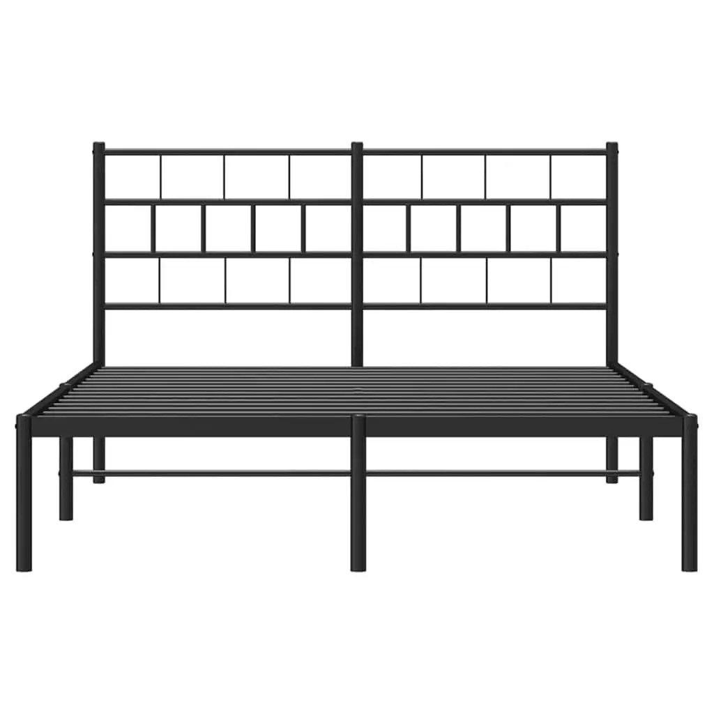 Black Metal Bed Frame 150x200 cm with Headboard