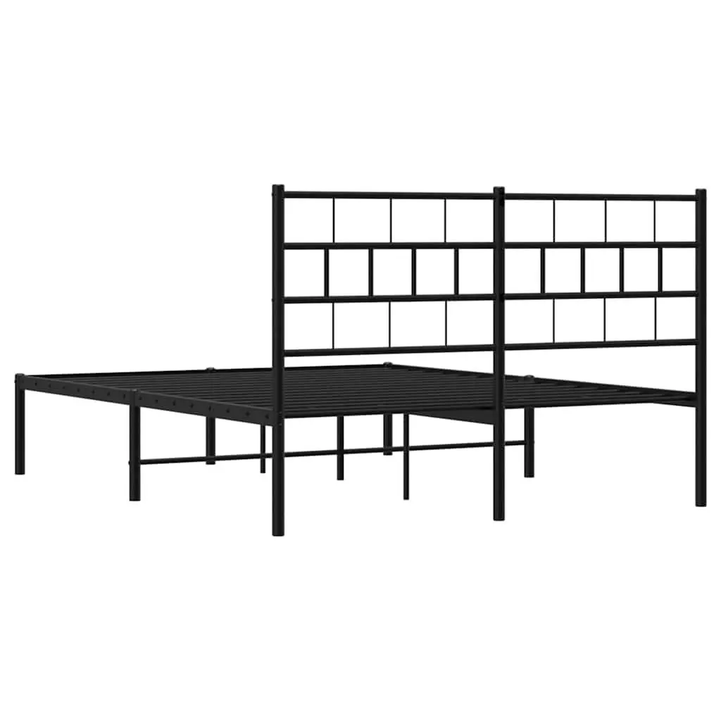Black Metal Bed Frame 150x200 cm with Headboard