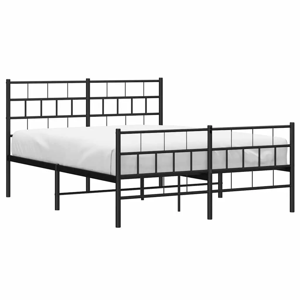Metal Bed Frame Robust Steel Black 135x190 cm