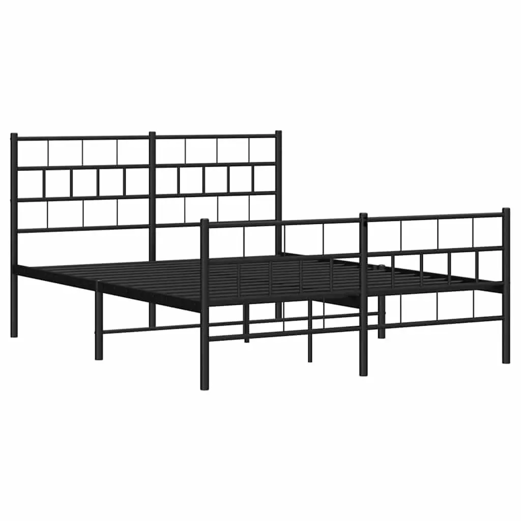 Metal Bed Frame Robust Steel Black 135x190 cm