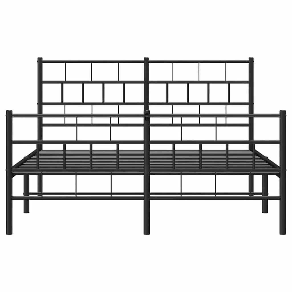 Metal Bed Frame Robust Steel Black 135x190 cm