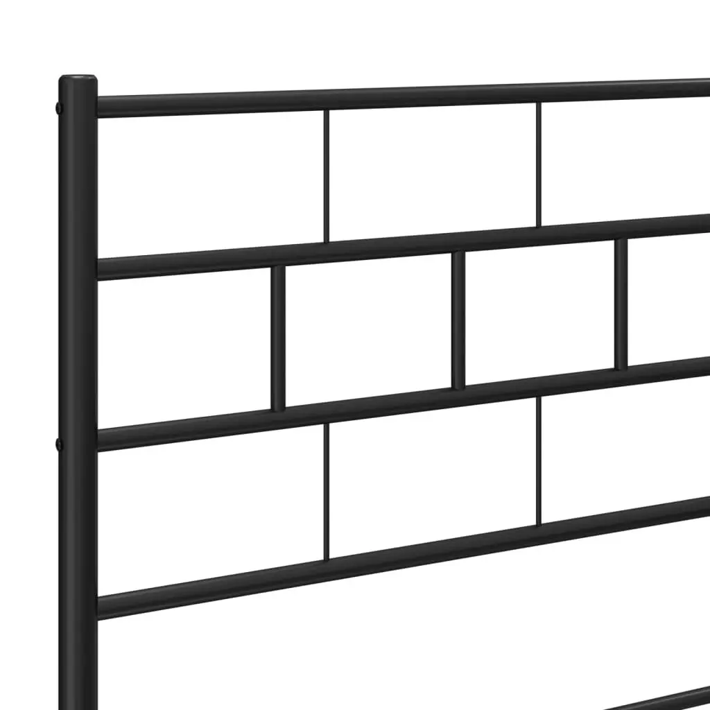 Metal Bed Frame King Size Black Sturdy Steel Construction with Headboard and Footboard