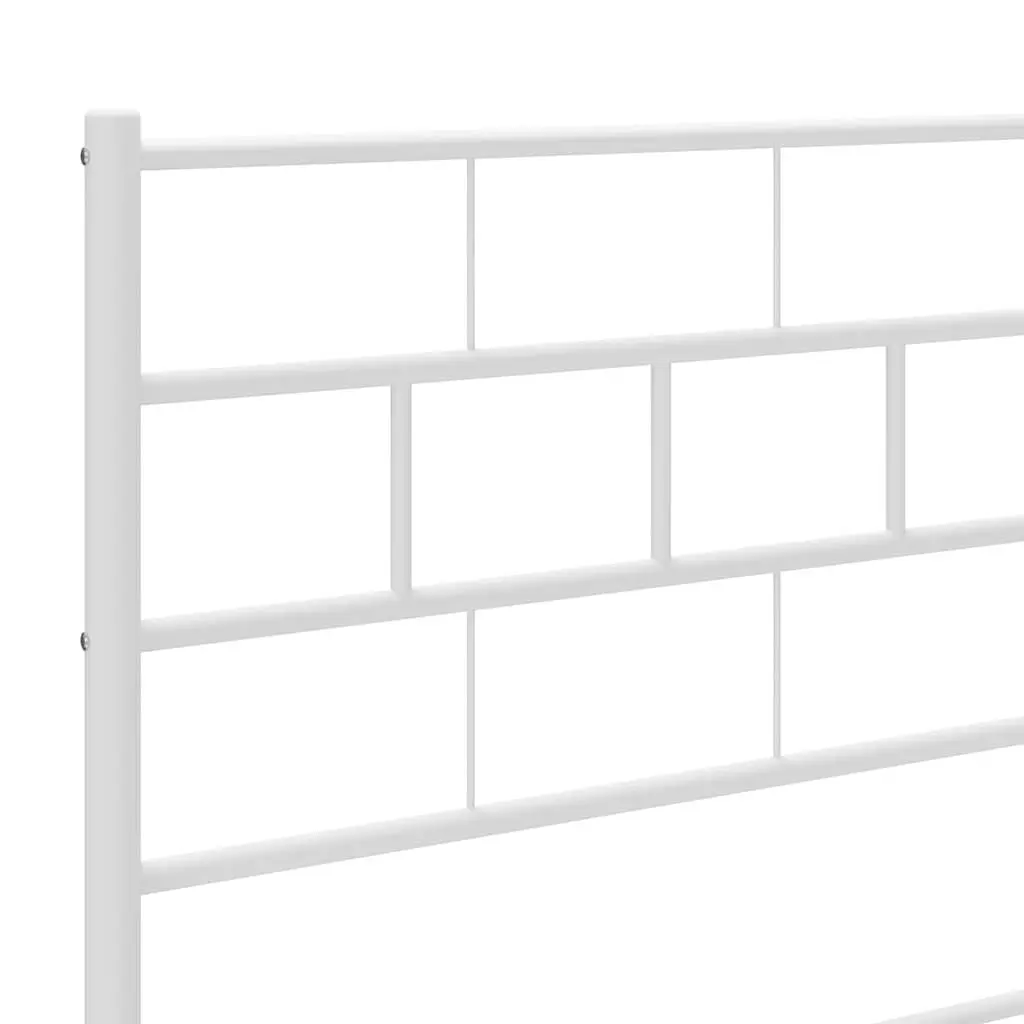 Metal Bed Frame White 150x200 cm with Headboard Steel Slats