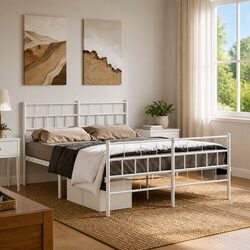 Explore the Quality of Our White Metal Bed Frame 150x200 cm