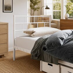 Metal Headboard White 90cm Bed Header Powder Coated Steel Frame Support