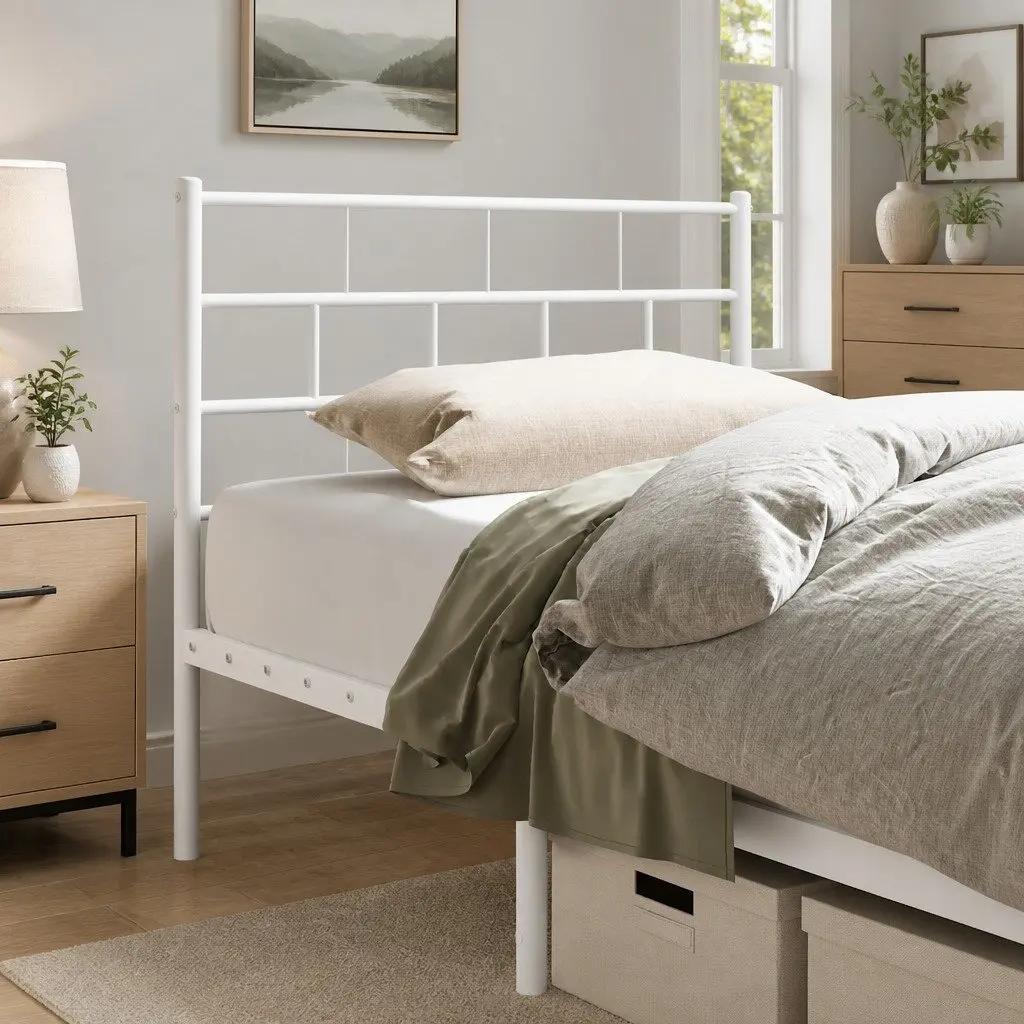 107cm White Metal Headboard