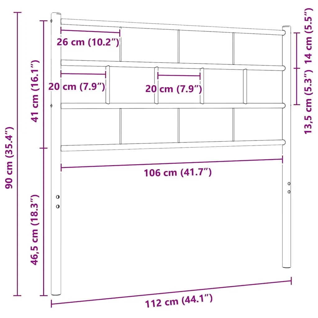 107cm White Metal Headboard