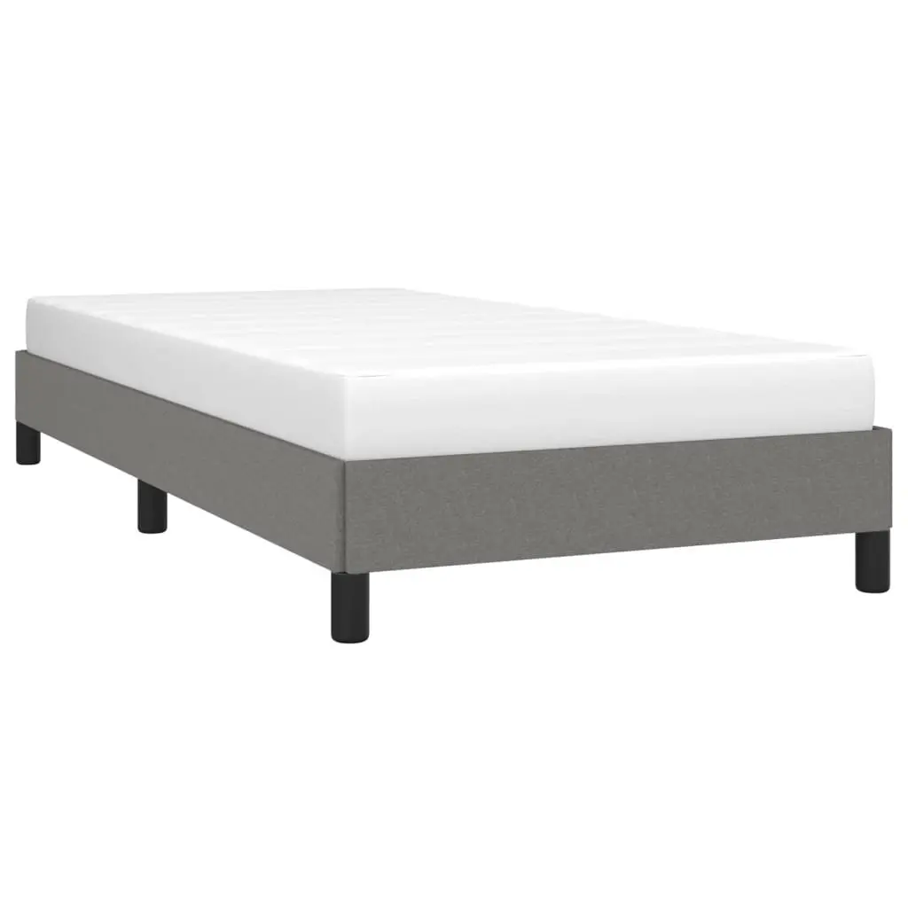 King Single Bed Frame Grey Fabric Upholstered Plywood Slats Sturdy Support Legs