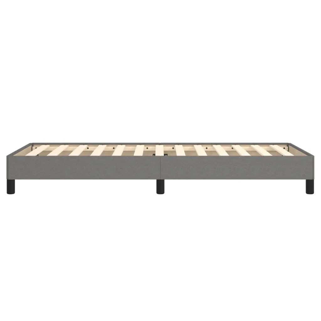 King Single Bed Frame Grey Fabric Upholstered Plywood Slats Sturdy Support Legs