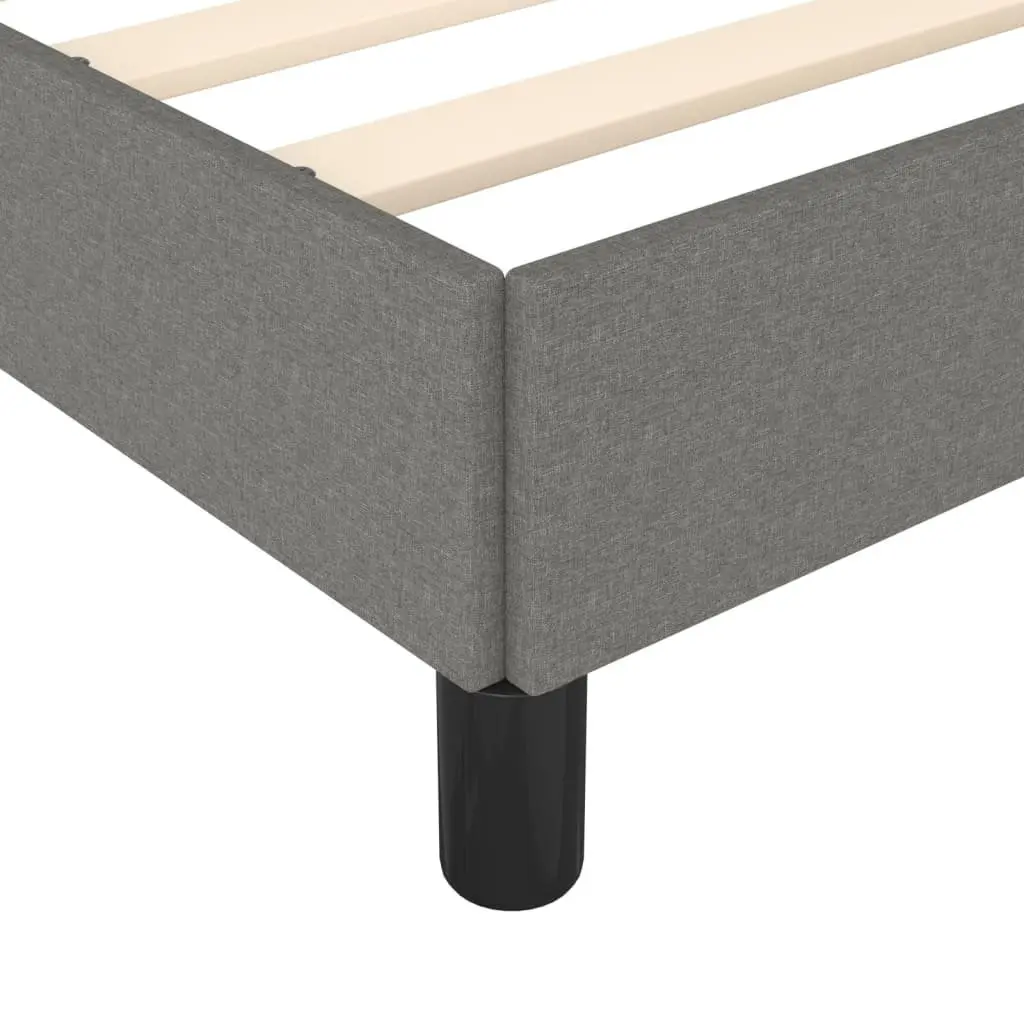 King Single Bed Frame Grey Fabric Upholstered Plywood Slats Sturdy Support Legs