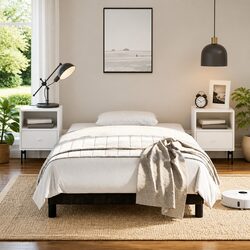 Friendly Black Fabric King Single Bed Frame for You