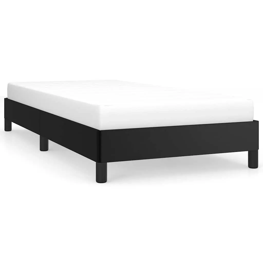 King Single Bed Frame Black Faux Leather Upholstered
