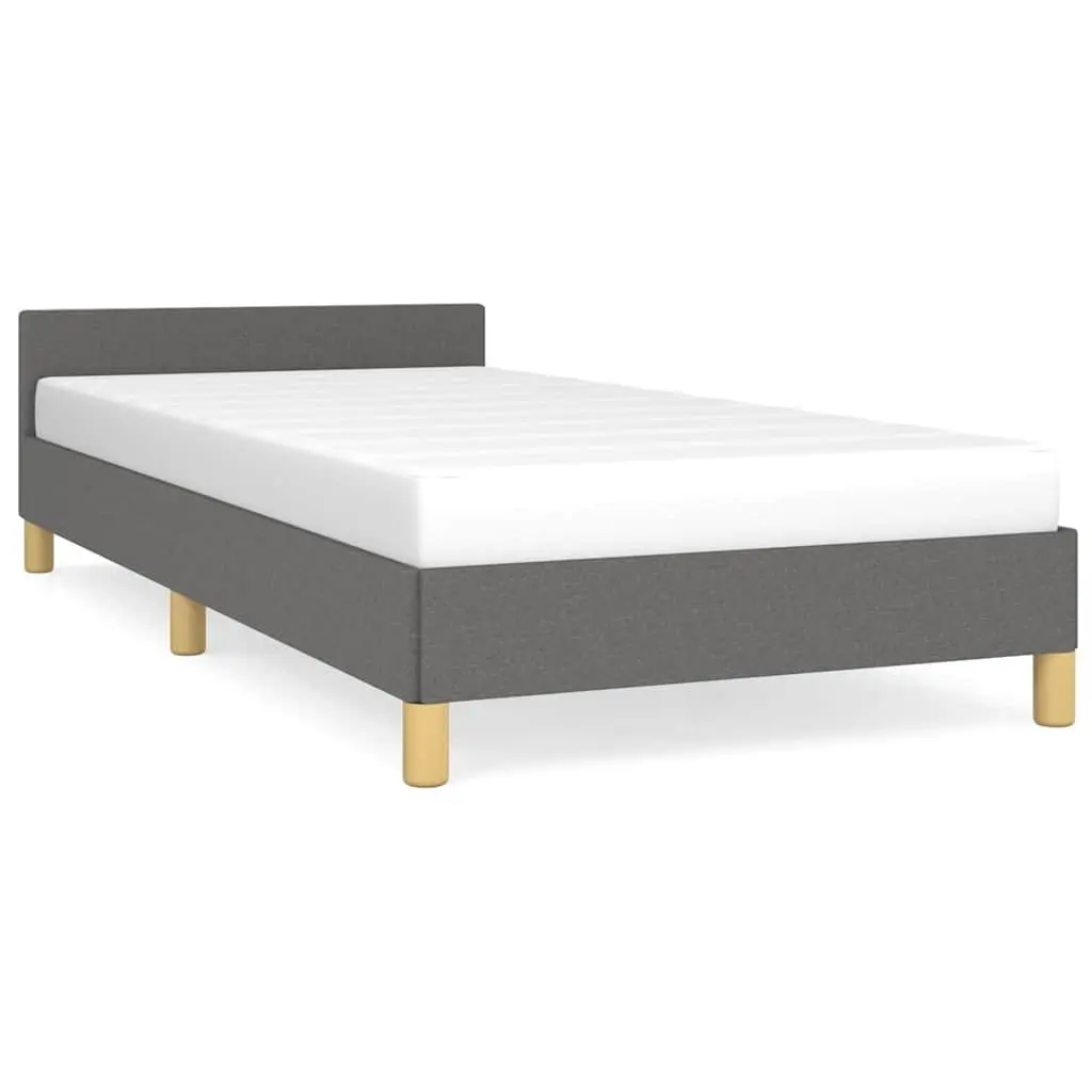 Bed Frame King Single Size Grey Fabric Upholstered Headboard