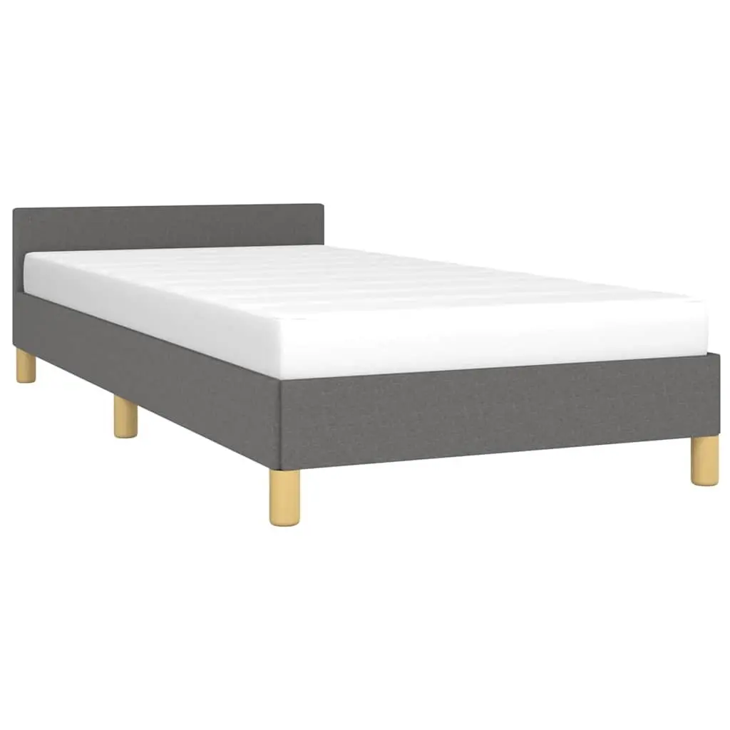 Bed Frame King Single Size Grey Fabric Upholstered Headboard