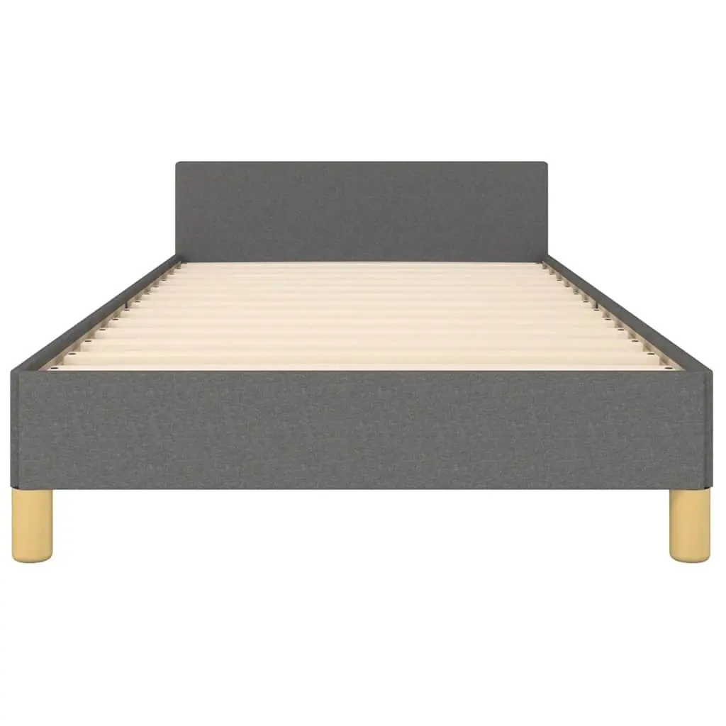 Bed Frame King Single Size Grey Fabric Upholstered Headboard