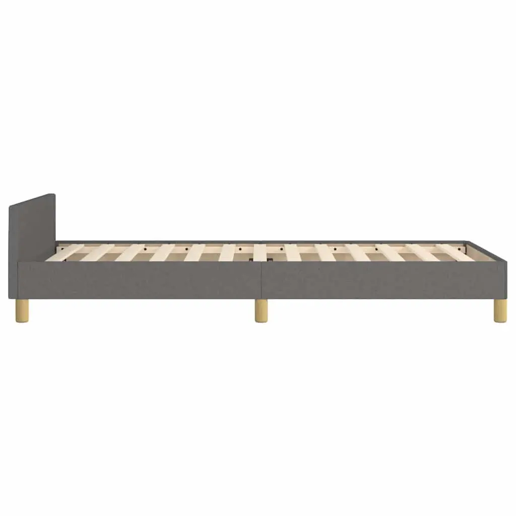 Bed Frame King Single Size Grey Fabric Upholstered Headboard