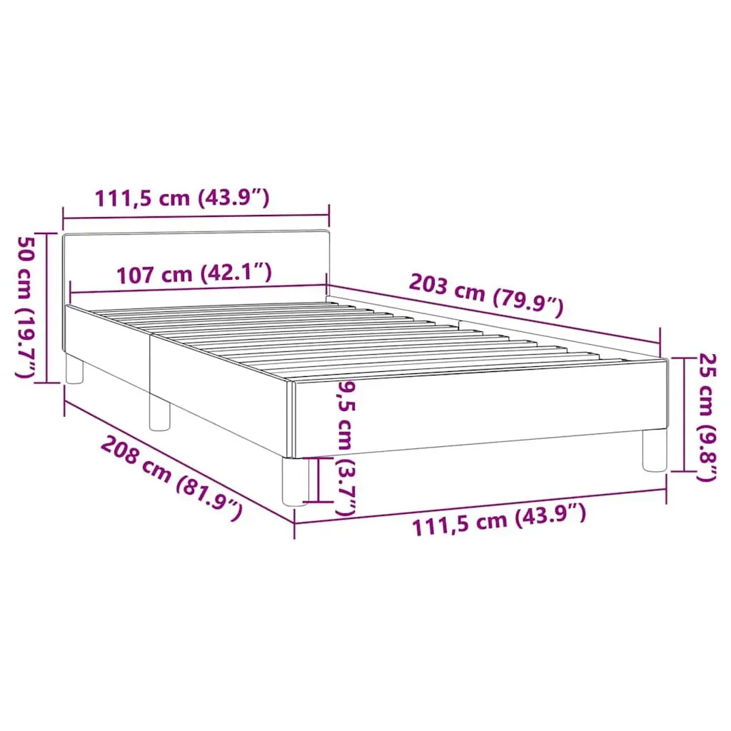 Bed Frame King Single Size Grey Fabric Upholstered Headboard