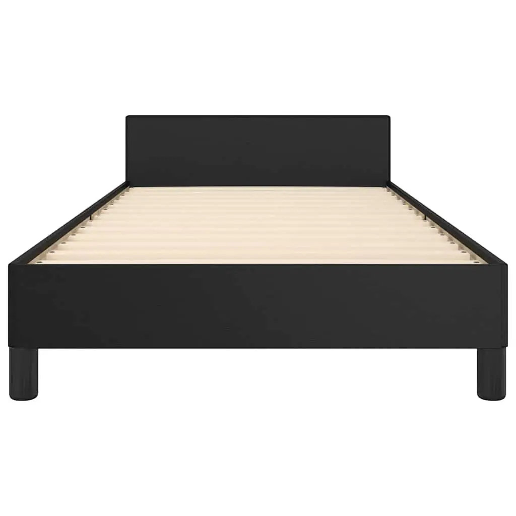 King Single Bed Frame Black Faux Leather Upholstered Platform Base Headboard