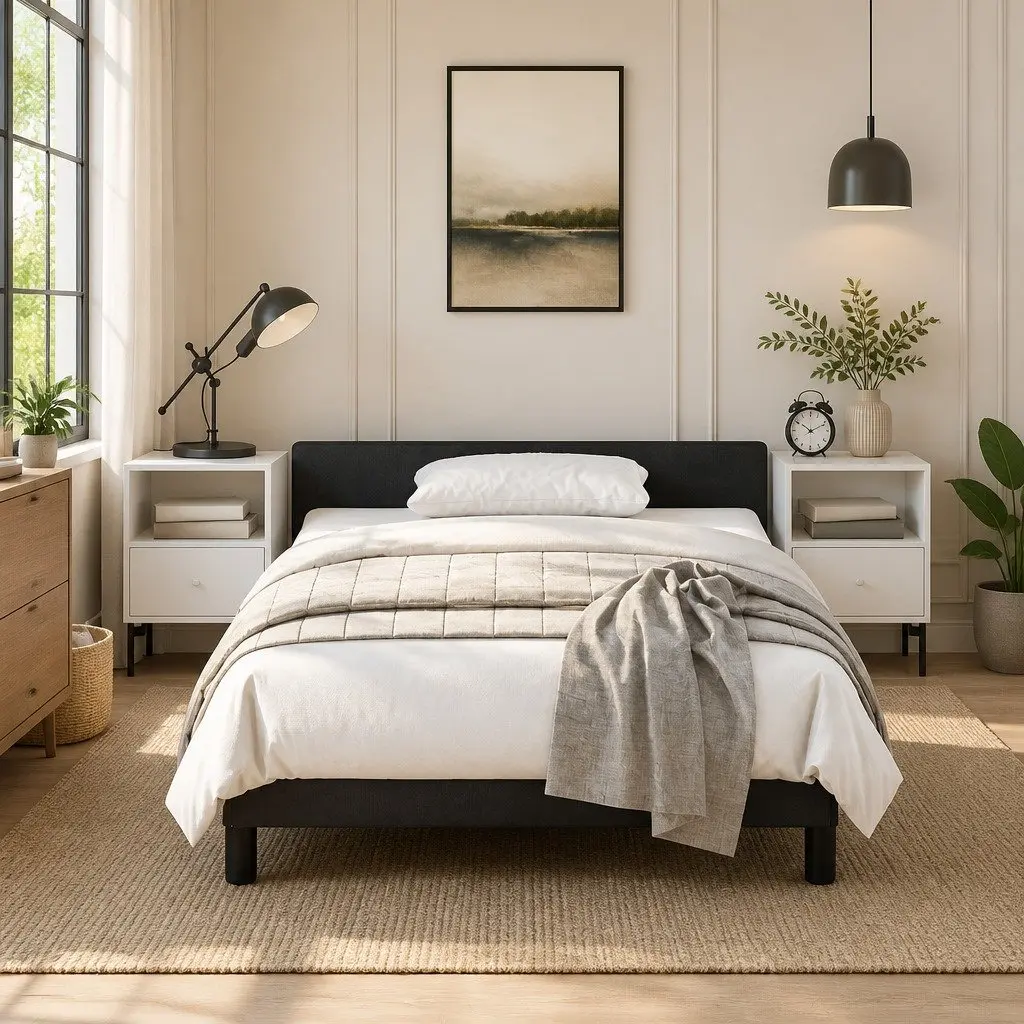 King Single Bed Frame Upholstered Velvet Black Plywood Slats