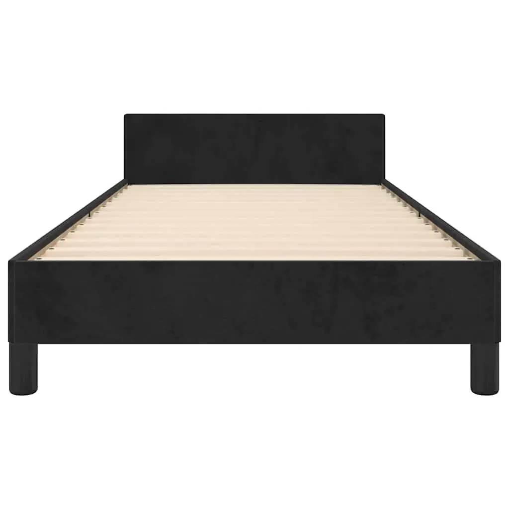 King Single Bed Frame Upholstered Velvet Black Plywood Slats