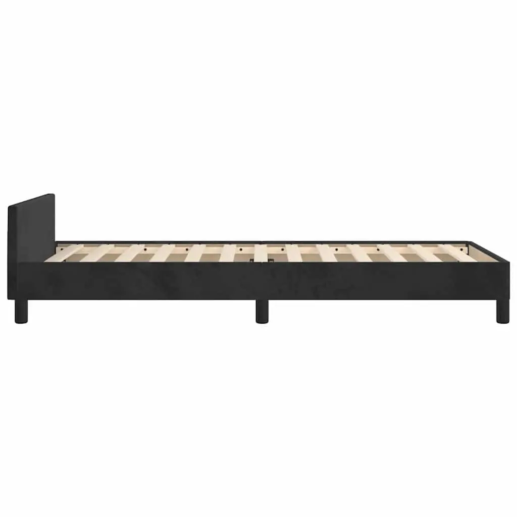King Single Bed Frame Upholstered Velvet Black Plywood Slats