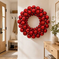 Friendly 45cm Red Christmas Wreath for Your Home