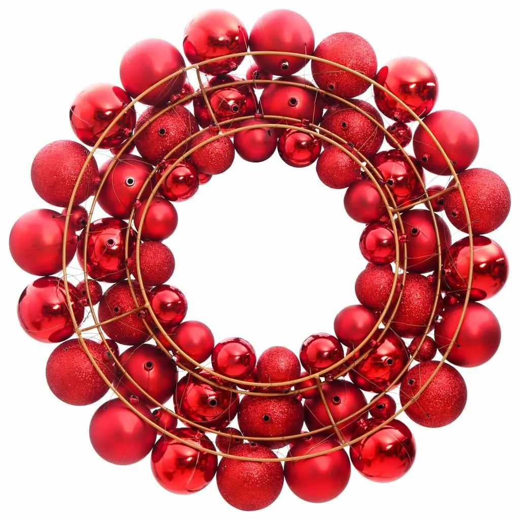 Red Christmas Wreath 45cm Shatterproof Holiday Decoration for Festive Home Seasonal Display