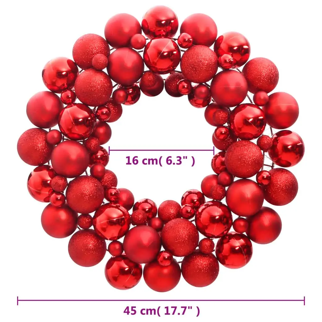 Red Christmas Wreath 45cm Shatterproof Holiday Decoration for Festive Home Seasonal Display
