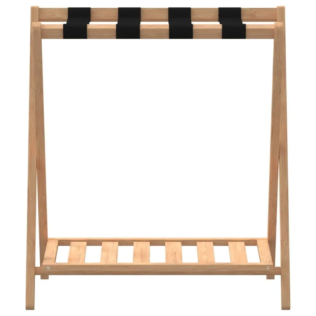 Luggage Rack Bamboo Foldable Suitcase Stand with Shelves 68 x 38 x 58 cm