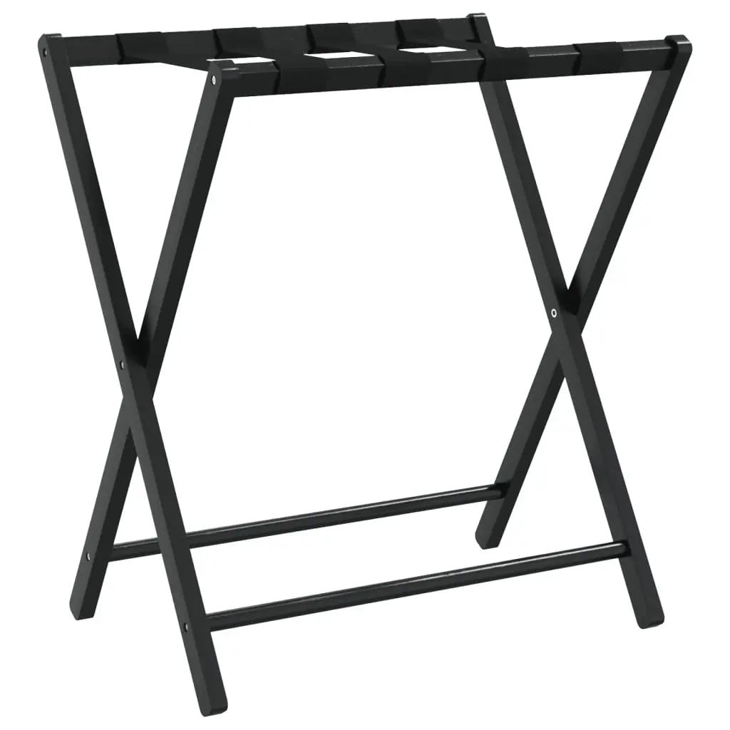 Luggage Rack Foldable Suitcase Stand Black Storage Holder Bamboo Bedroom