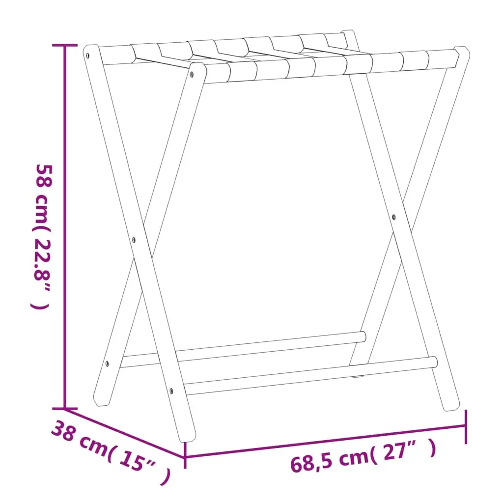 Luggage Rack Foldable Suitcase Stand Black Storage Holder Bamboo Bedroom