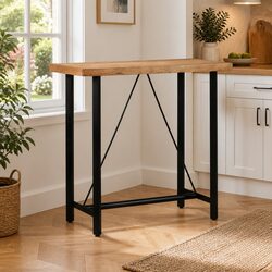 Bar Table 110x55x107 cm Brown Solid Acacia Wood Iron Frame Kitchen Dining