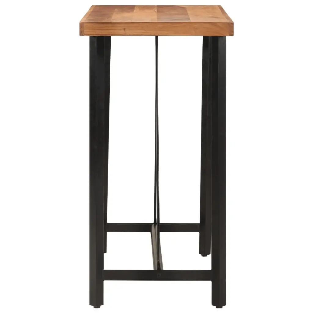 Solid Acacia Wood Bar Table Brown Iron Frame 110x55x107 cm