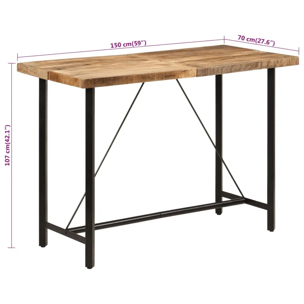 Bar Table Solid Mango Wood Iron Frame 150x70x107 cm
