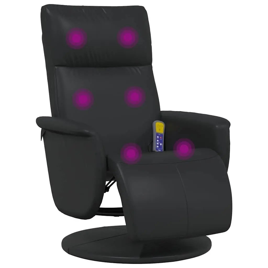 Massage Chair Recliner Swivel Vibration Therapy Adjustable Footrest Black Faux Leather