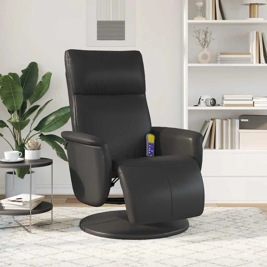 Massage Chair Recliner Swivel Vibration Therapy Adjustable Footrest Black Faux Leather