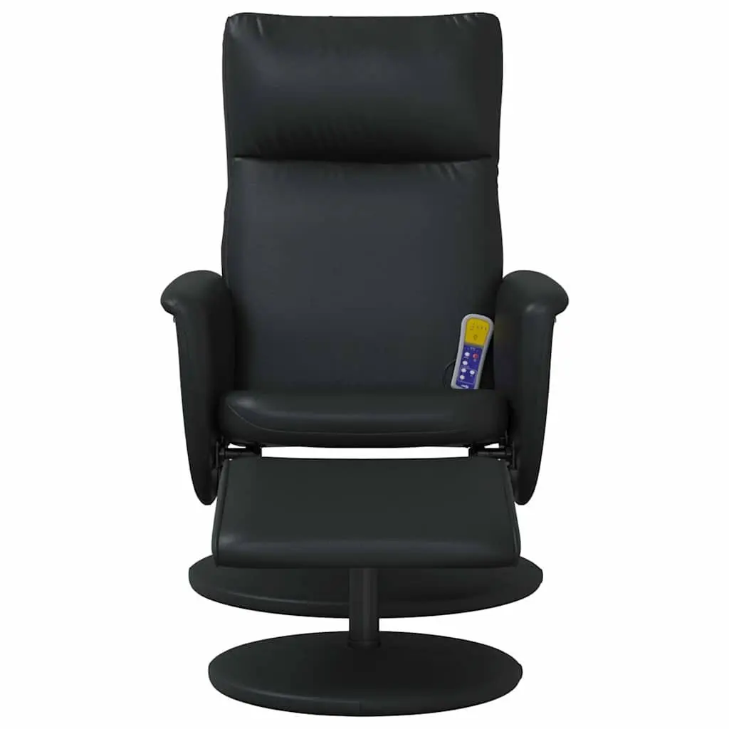 Massage Recliner Chair Swivel Black Faux Leather with Footstool 360 Degree
