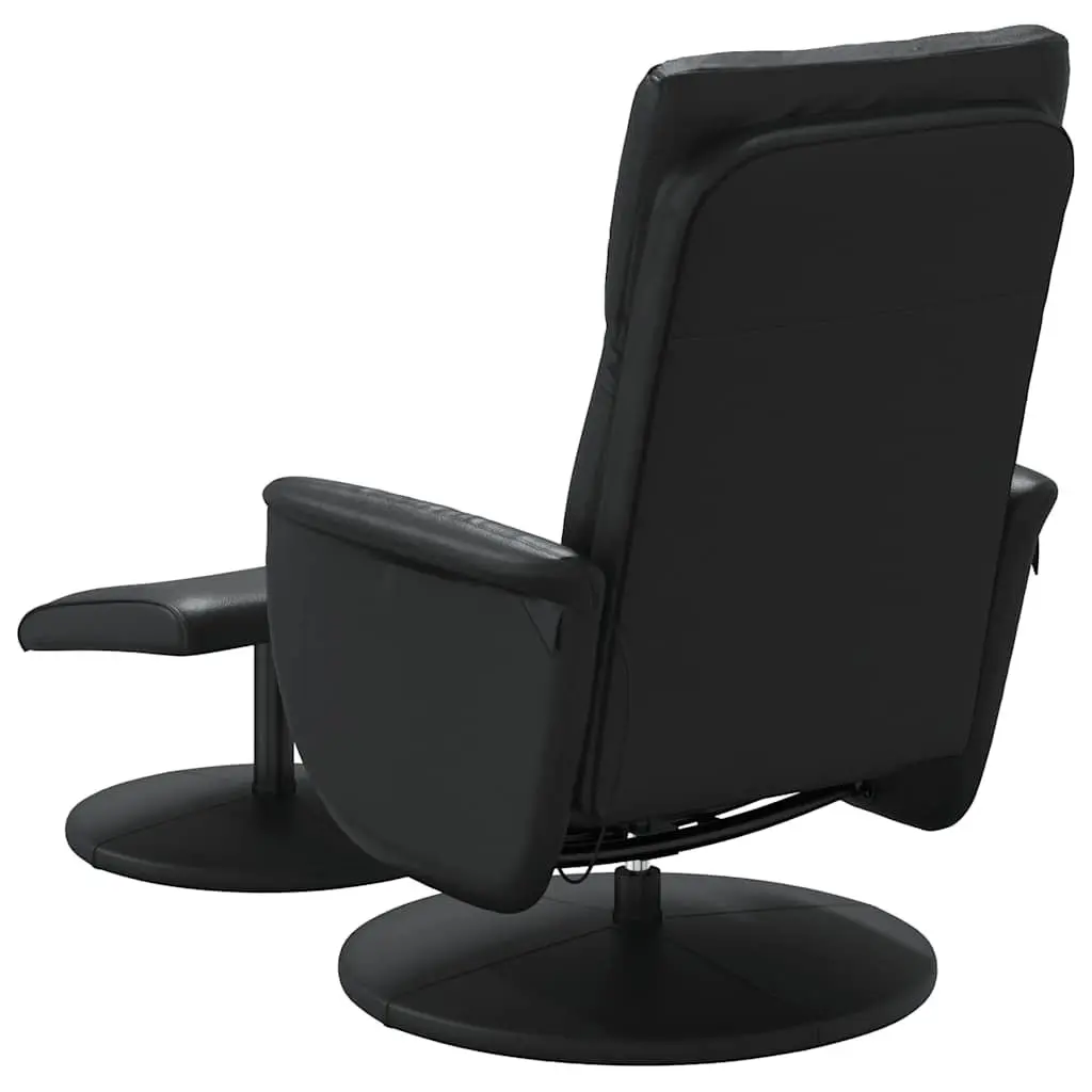 Massage Recliner Chair Swivel Black Faux Leather with Footstool 360 Degree