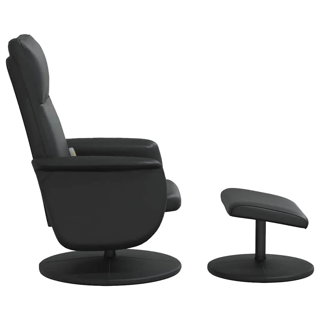 Massage Recliner Chair Swivel Black Faux Leather with Footstool 360 Degree