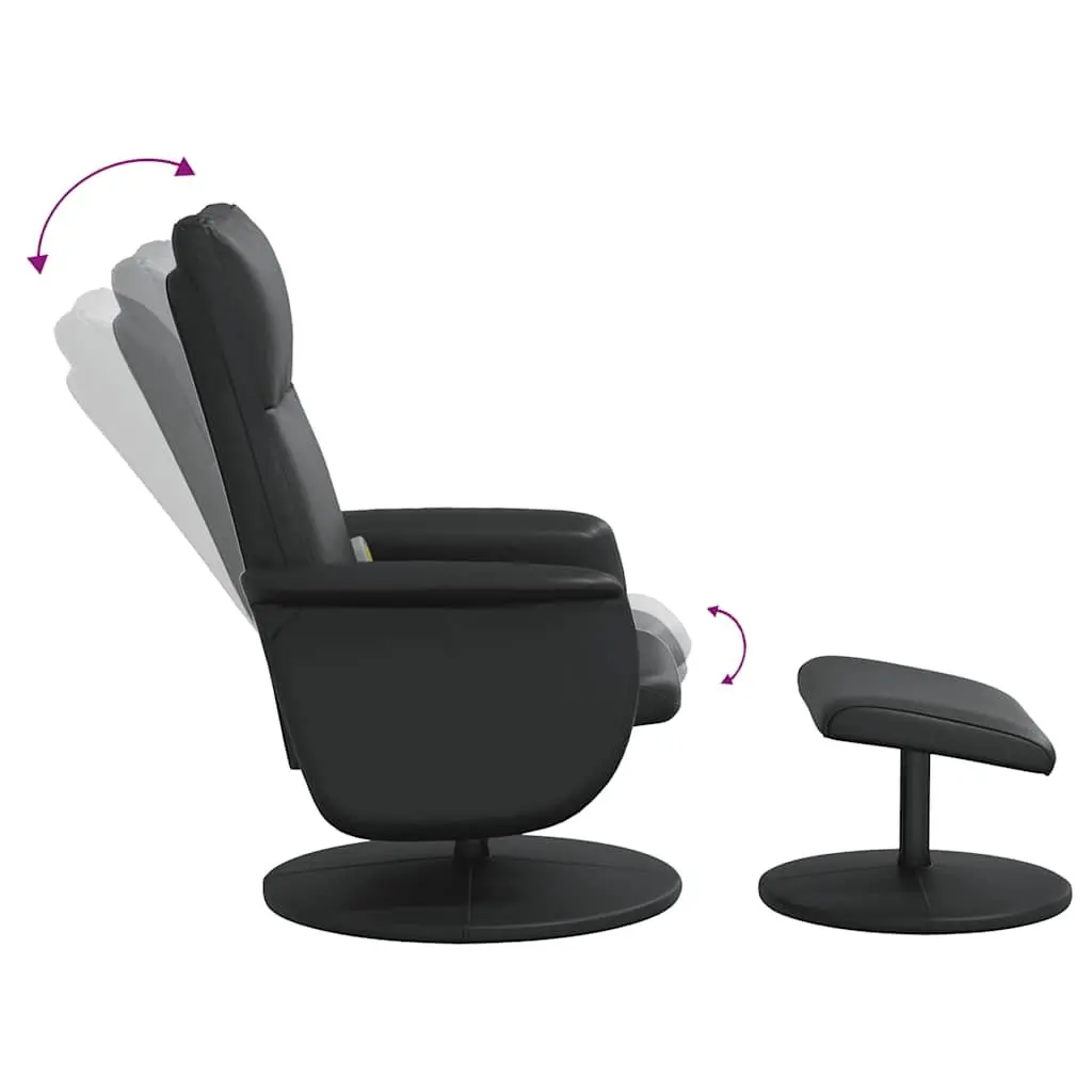 Massage Recliner Chair Swivel Black Faux Leather with Footstool 360 Degree