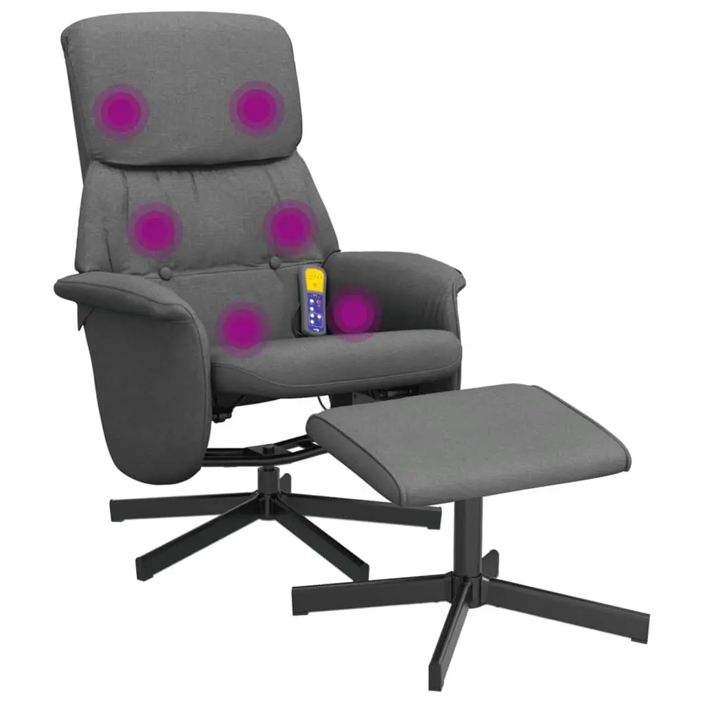 Massage Recliner Chair with Footstool 6 Point Vibration Dark Grey Fabric