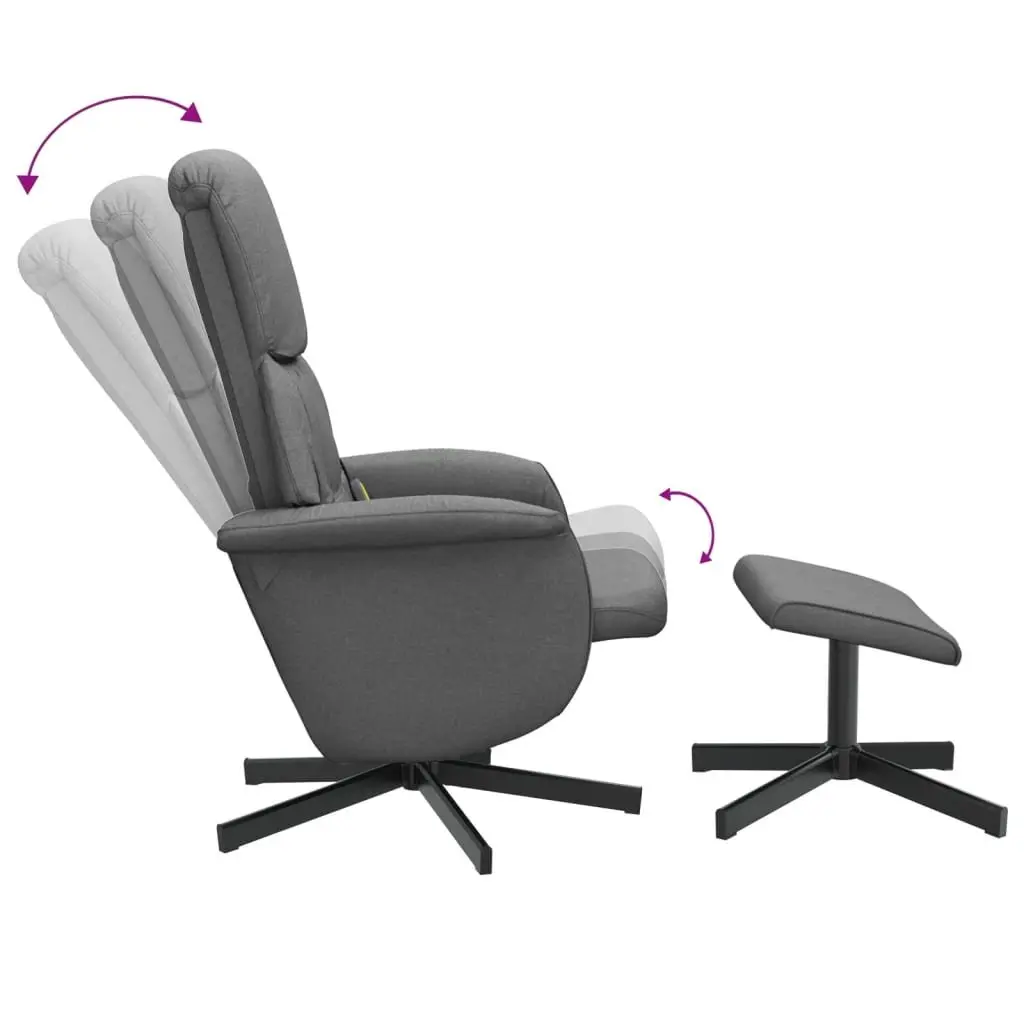 Massage Recliner Chair with Footstool 6 Point Vibration Dark Grey Fabric